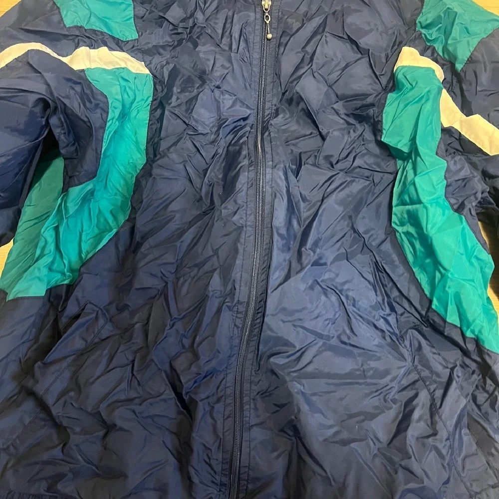 Macgregor Windbreaker Nylon Jacket With Hood Size L‎ 90s Vtg Blue Mens Golf
